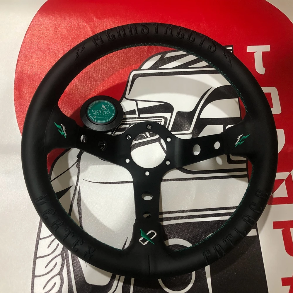 Универсальное гоночное рулевое колесо вертекс, 13-дюймовое рулевое колесо JDM из натуральной кожи, рулевое колесо Volantes для VW HONDA TOYOTA