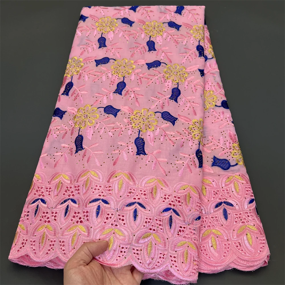 

5 ярдов, африканская кружевная ткань с блестками, 2024, Высококачественная кружевная вышивка, женское свадебное платье