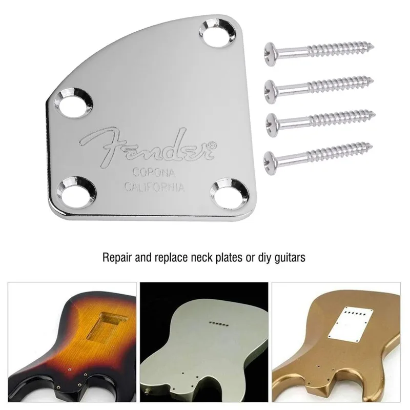 4-Hole Curved Neck Reinforcement Plate for Electric Guitar & Bass  Durable and Practical Home Protector Convenient and Practical