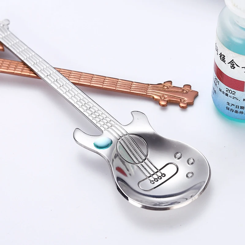 MEGAVOW Set 3 Cucchiaini Caffè A Forma Di Chitarra - Acciaio Inox 304
