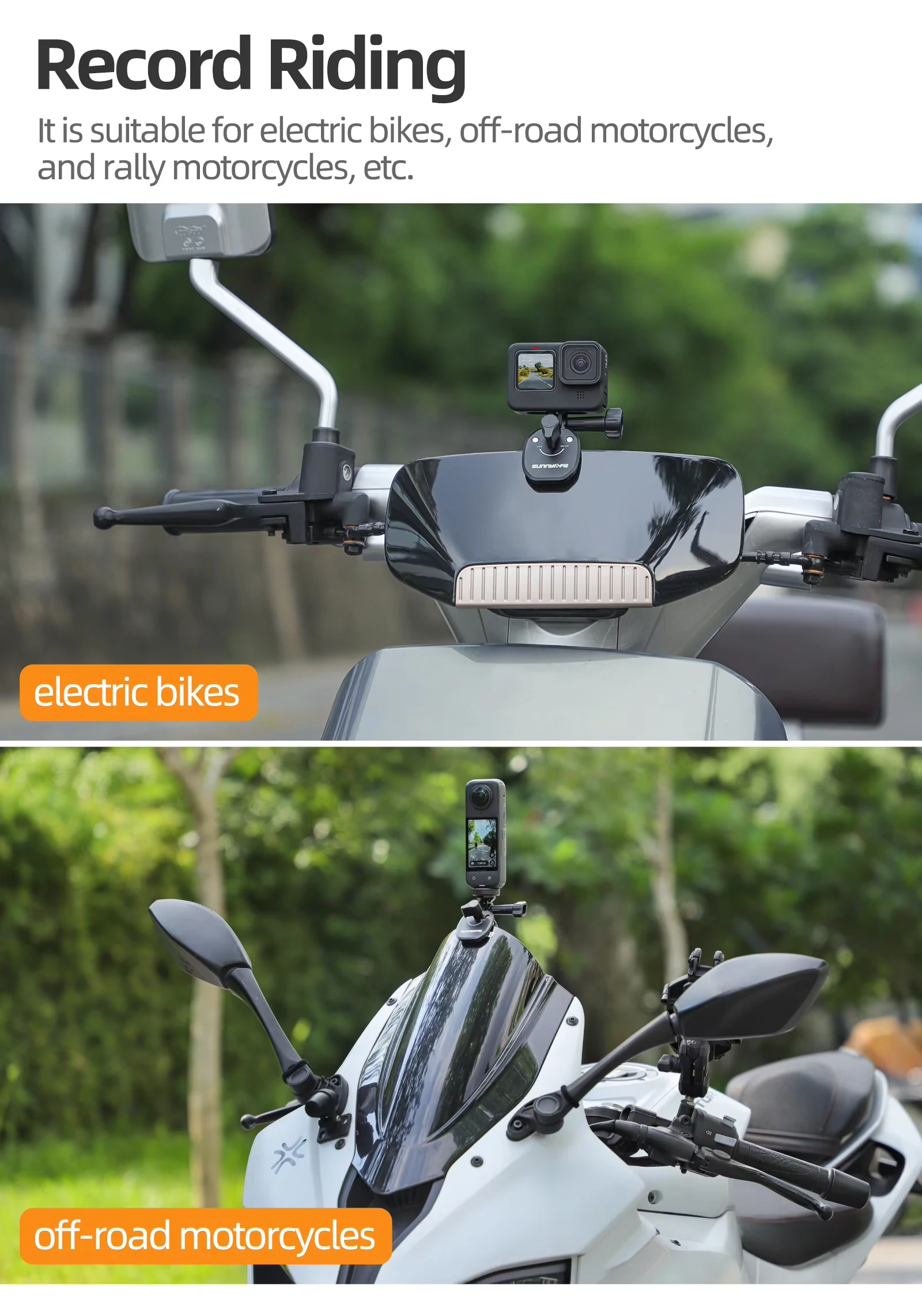 Supporto Moto Parabrezza Per GoPro/DJI/Insta360 | In Alluminio | Regista I Tuoi Viaggi