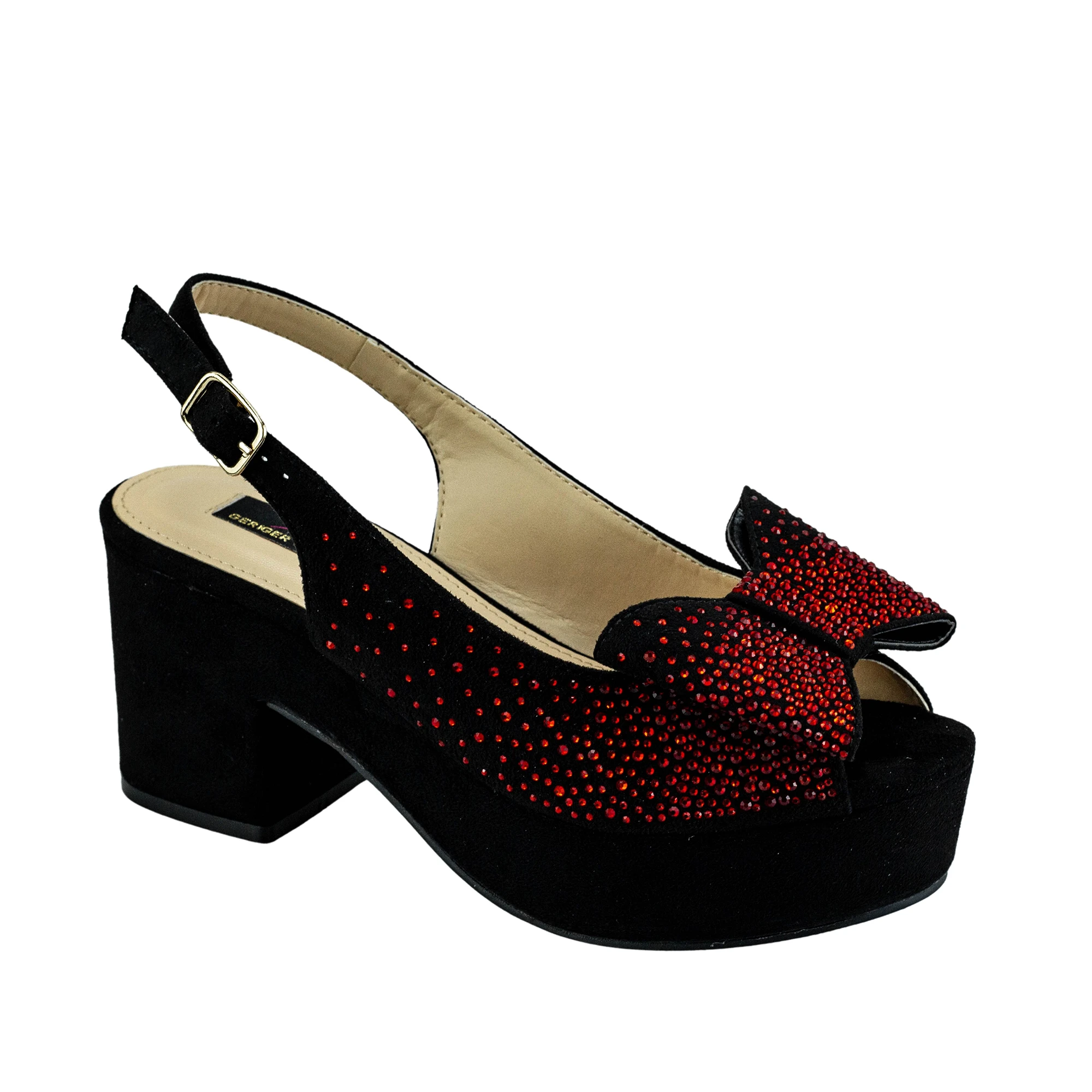 Red Wed Shoe for Woman 2023 New Designer Middle Heels Chunky Sandals