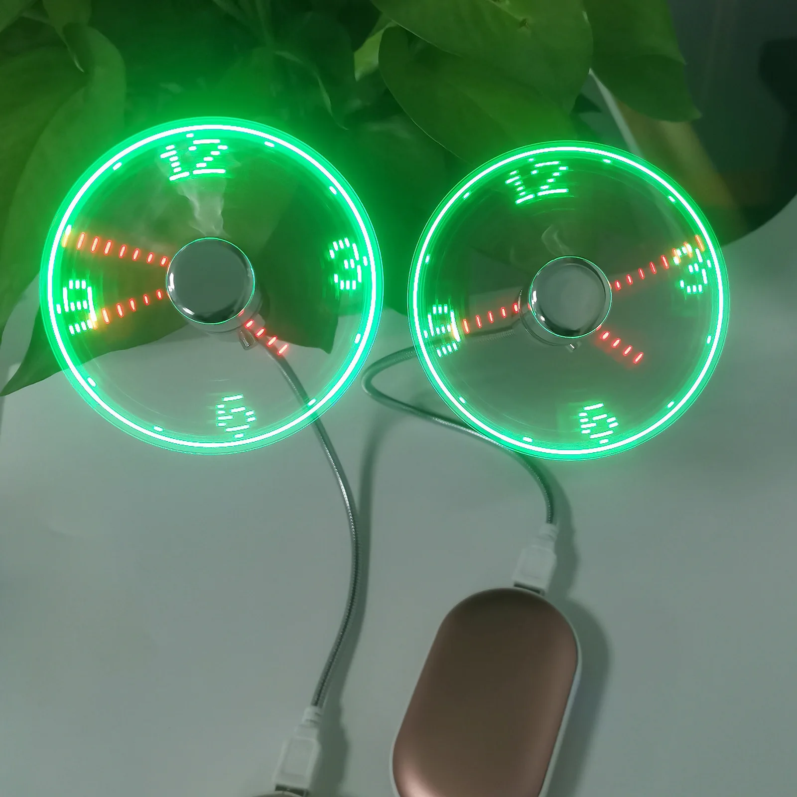 LED USB Time Clock Fan with Real Time Display Function Hand Held Fan Table Fan Desk Fan for Summer Office Dorm Room Home Travel