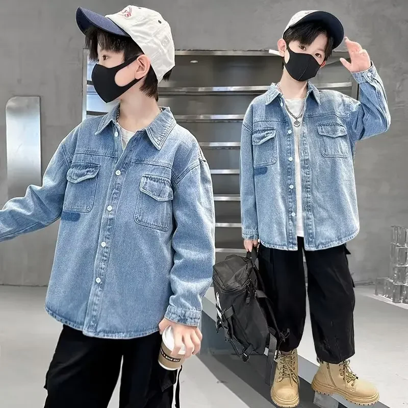 남아용 용수철 가을 데님 재킷, 아동용 2023, 대형 스트리트 패션, 트렌디 남아..