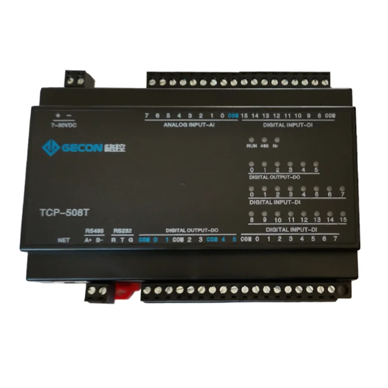 

TCP-508T Ethernet module 6 relays 16 digital inputs 8 analog inputs Modbus protocol