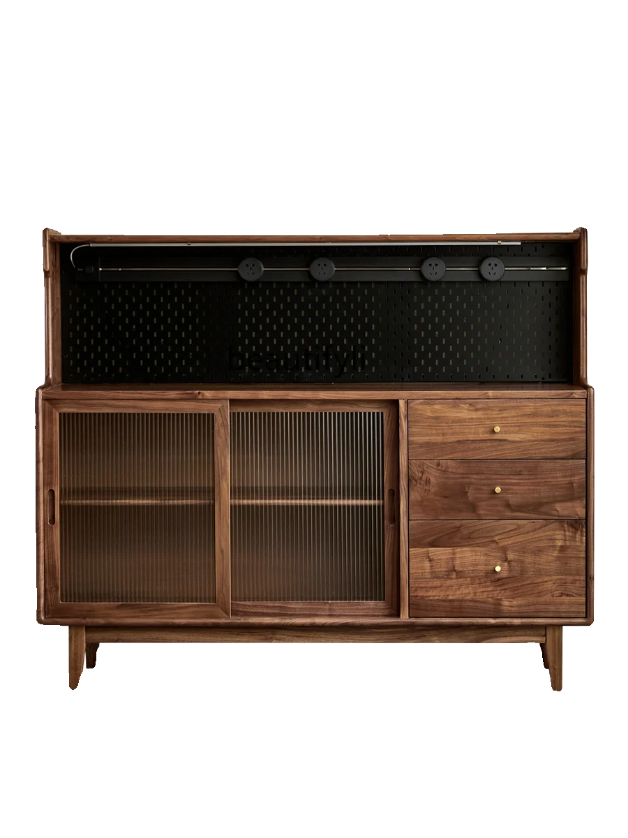 

Nordic Solid Wood Sideboard Wire-Wrap Board Locker Living Room Wall Integrated Multifunctional Wine Cabinet