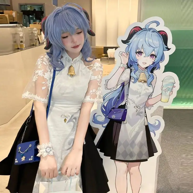 

New Ganyu Shenhe Cosplay Genshin Impact Cosplay Costume Wig CO-HEYTEA Bubble Tea Skin Halloween Party Cosplay Women Suit