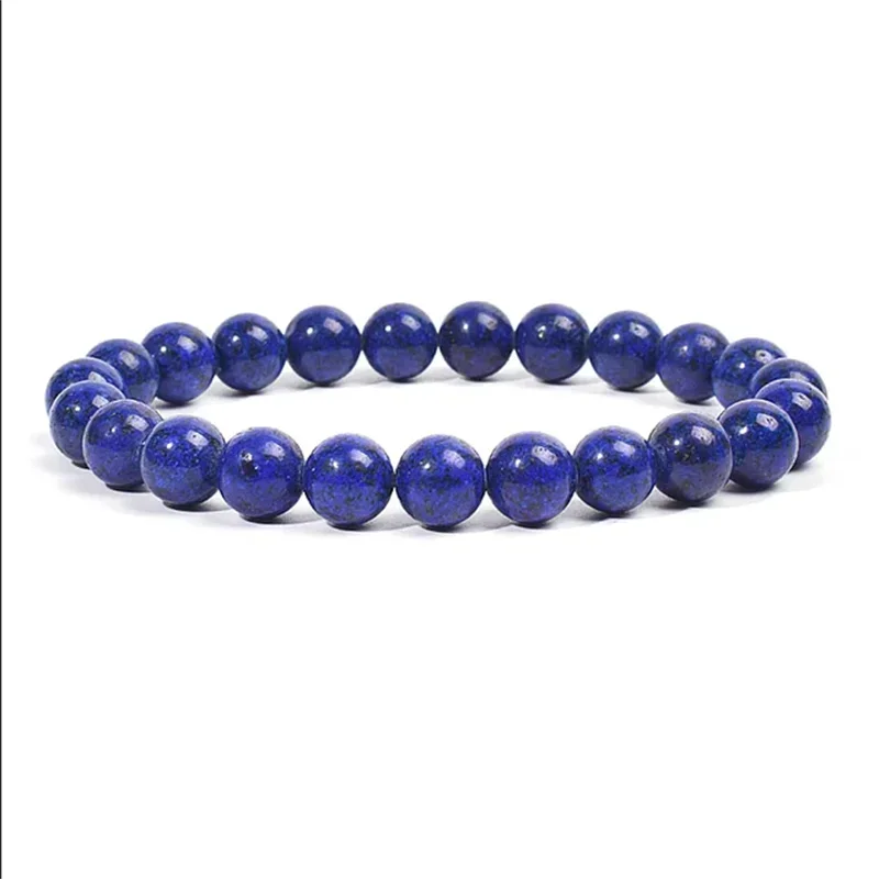 

Natural Stone lapis lazuli Beads For Women Men Jewelry Elastic Bangle Bracelets