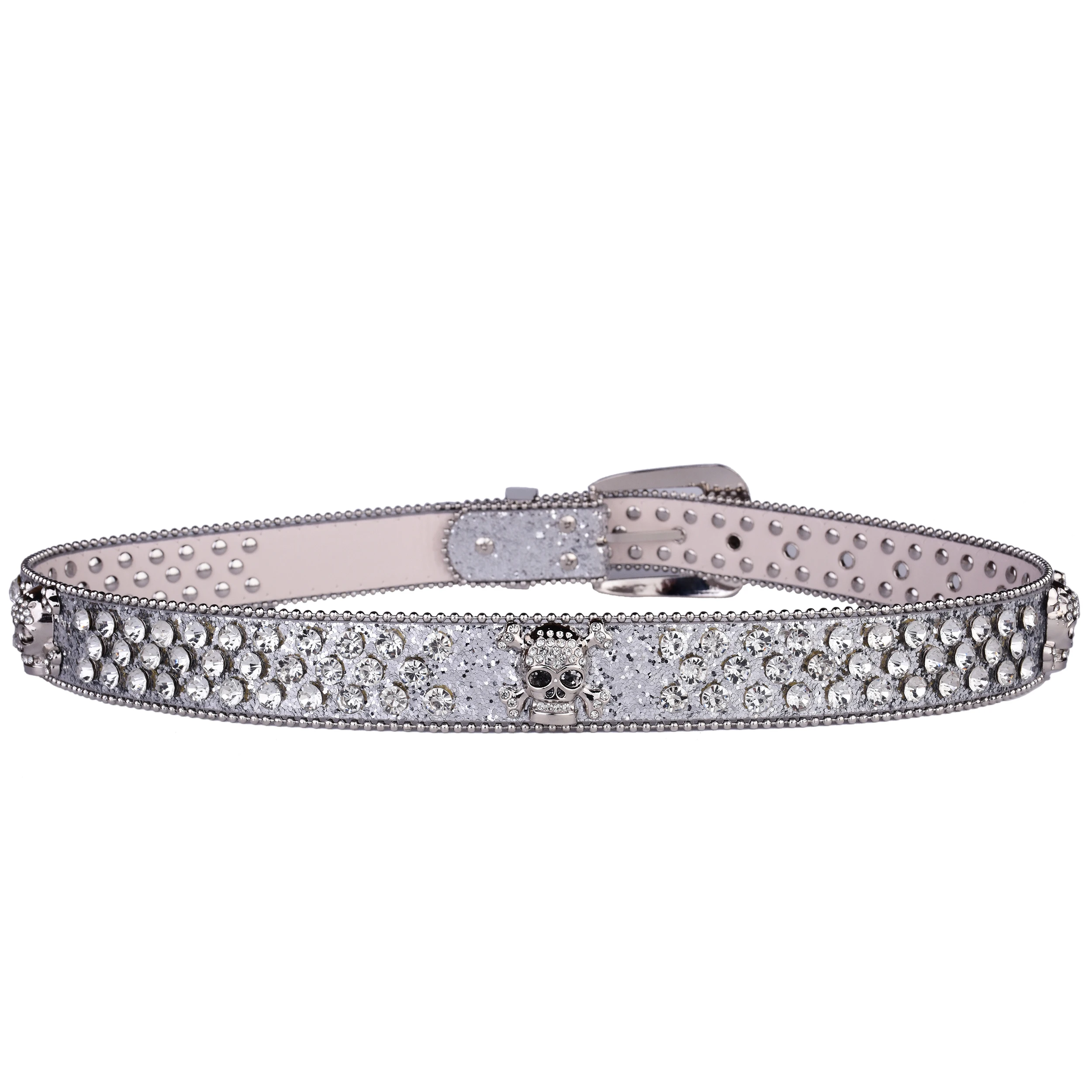 48/2000 Dame Strass Schädel gürtel, Punk Gürtel glänzenden Strass Aufkleber Gürtel – Detail 14
