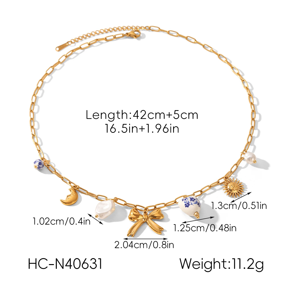 Y2K-Accessoires, vergoldeter Charm-Perlenkette, Damen-Choker, hochwertiger Edelstahlschmuck, wasserdicht, Geschenk für sie – Detail 12