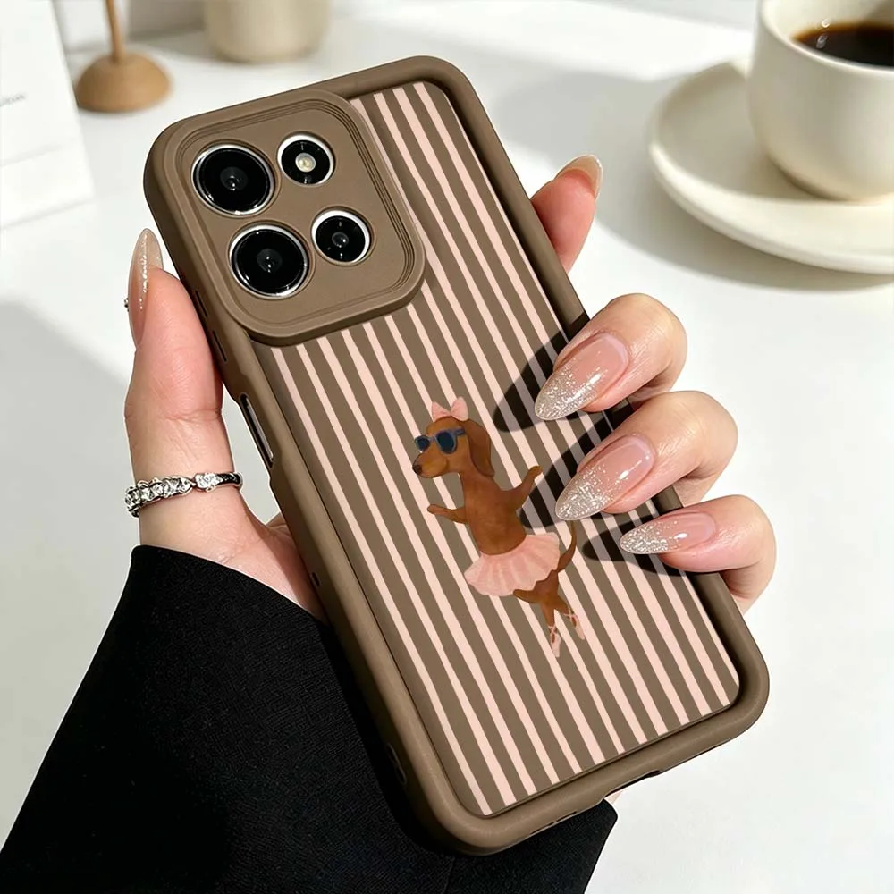 Charming Striped Dachshund Design Phone Case