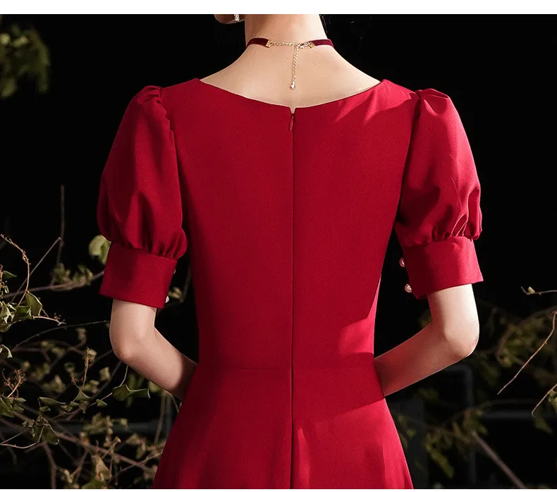 KAUNISSINA Evening Dresses Formal Gowns Custom Made Short Sleeve Square Collar A-Line Simple Party Dress Vestidos De Gala evening gowns with sleeves