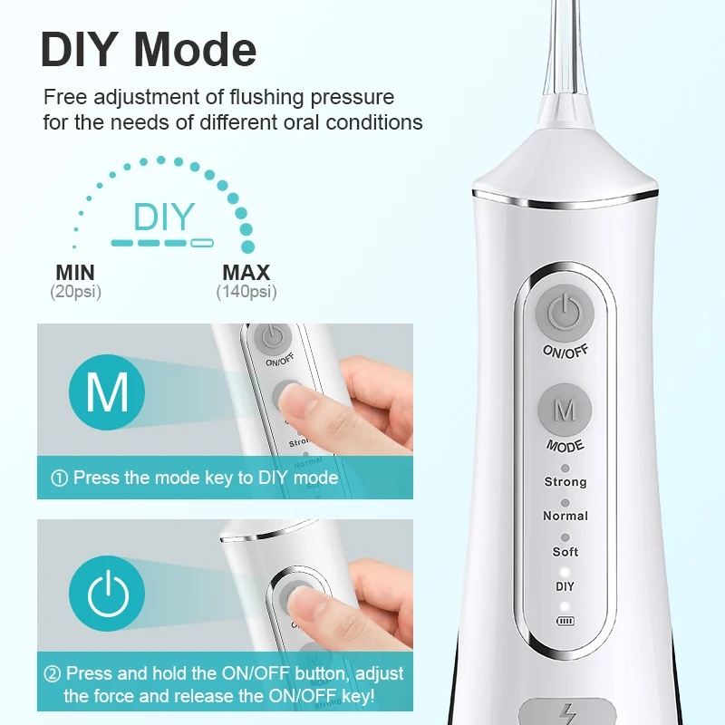 

Xiaomi Dental Oral Irrigator Water Flosser Thread Teeth Pick Mouth Washing Machine 5 Nozzels 3 Modes USB Rechargeable 300ml Tank