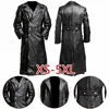 MEN'S GERMAN CLASSIC WW2 MILITARY UNIFORM OFFICER BLACK REAL LEATHER TRENCH COAT 4