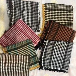 Freeshipping Turban Muslim Scarf For Men Hijab Kerchief Crochet Shawl Jewish Knit Headscarf Tassels Cotton Islam Pakistan Arab