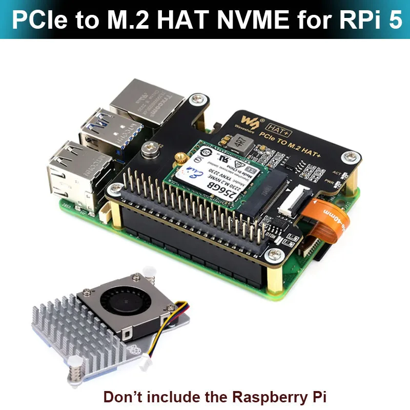 Pcie para M.2 Placa de Expansão Hat Nvme Raspberry pi Gen com Cabo 16p Cabeçalho Gpio Refrigerador Ativo para Rpi Pi5