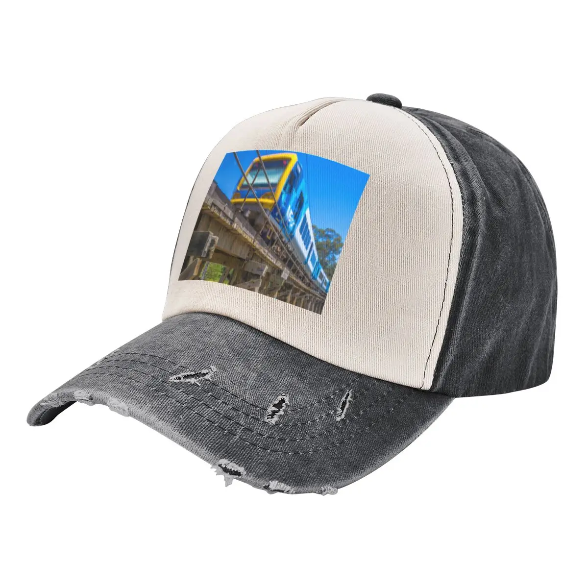 

Melbourne Metro Train on Trestle Bridge - Eltham, Victoria Baseball Cap Beach New Hat Designer Man Women's