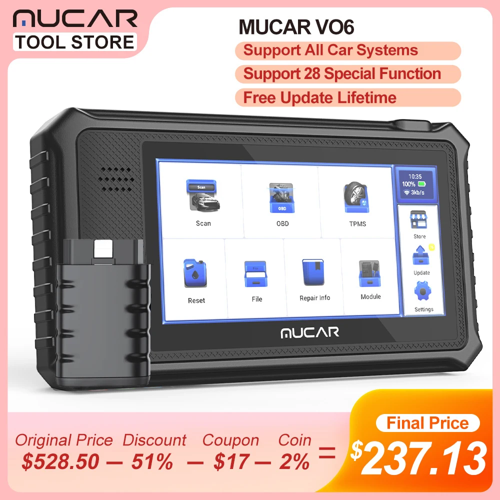 Mucar VO6 OBD2 Scanner 28 Speciale Functies 2023 Nieuwe Bidirectionele