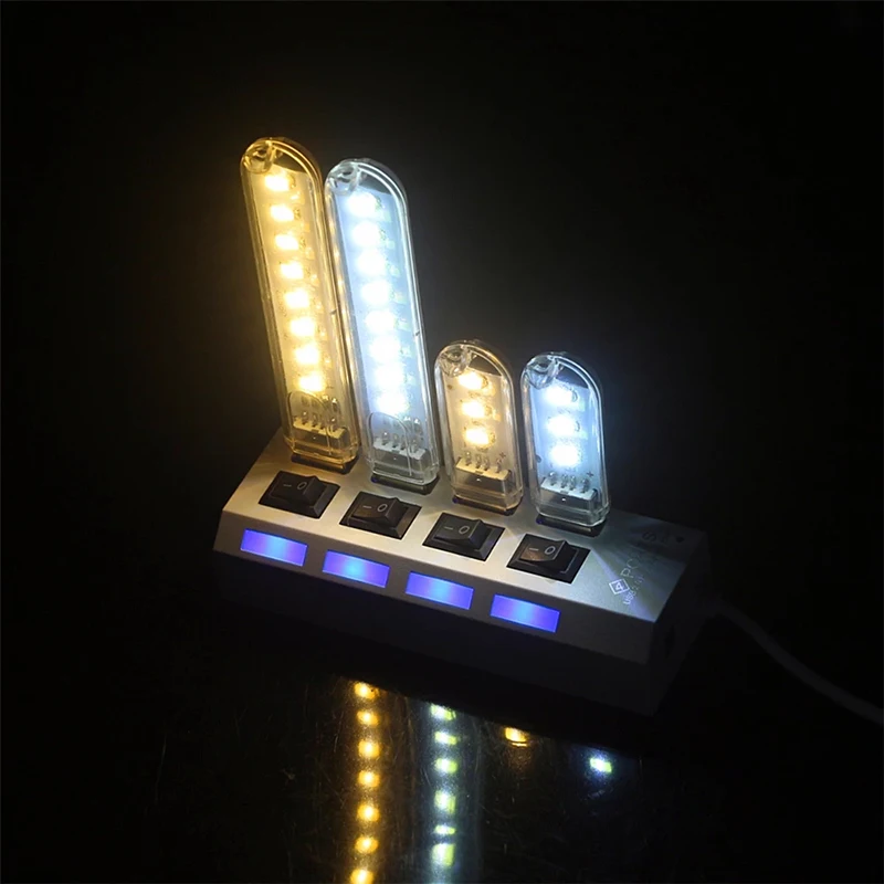 Mini LED Portable 3/8/24 LED USB Lighting Computer Mobile Power