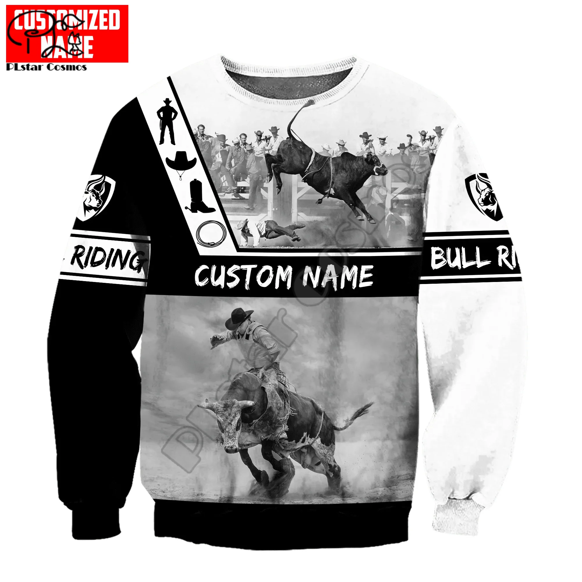 NewFashion Cosplay Bull Riding Cowboy Rodeo Vintage Sports Tattoo Tracksuit 3DPrint Streetwear Casual Harajuku Jacket Hoodies 14