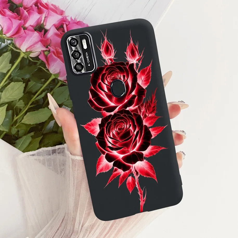 Floral Soft Black Silicone Bumper Phone Cover