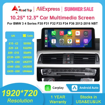 Pantalla Multimedia inalámbrica Carplay Android Auto de 10,25 pulgadas, 1920x720, para BMW 3 4 Series F30 F31 F32 F33 F34 F36 NBT pantalla táctil 1