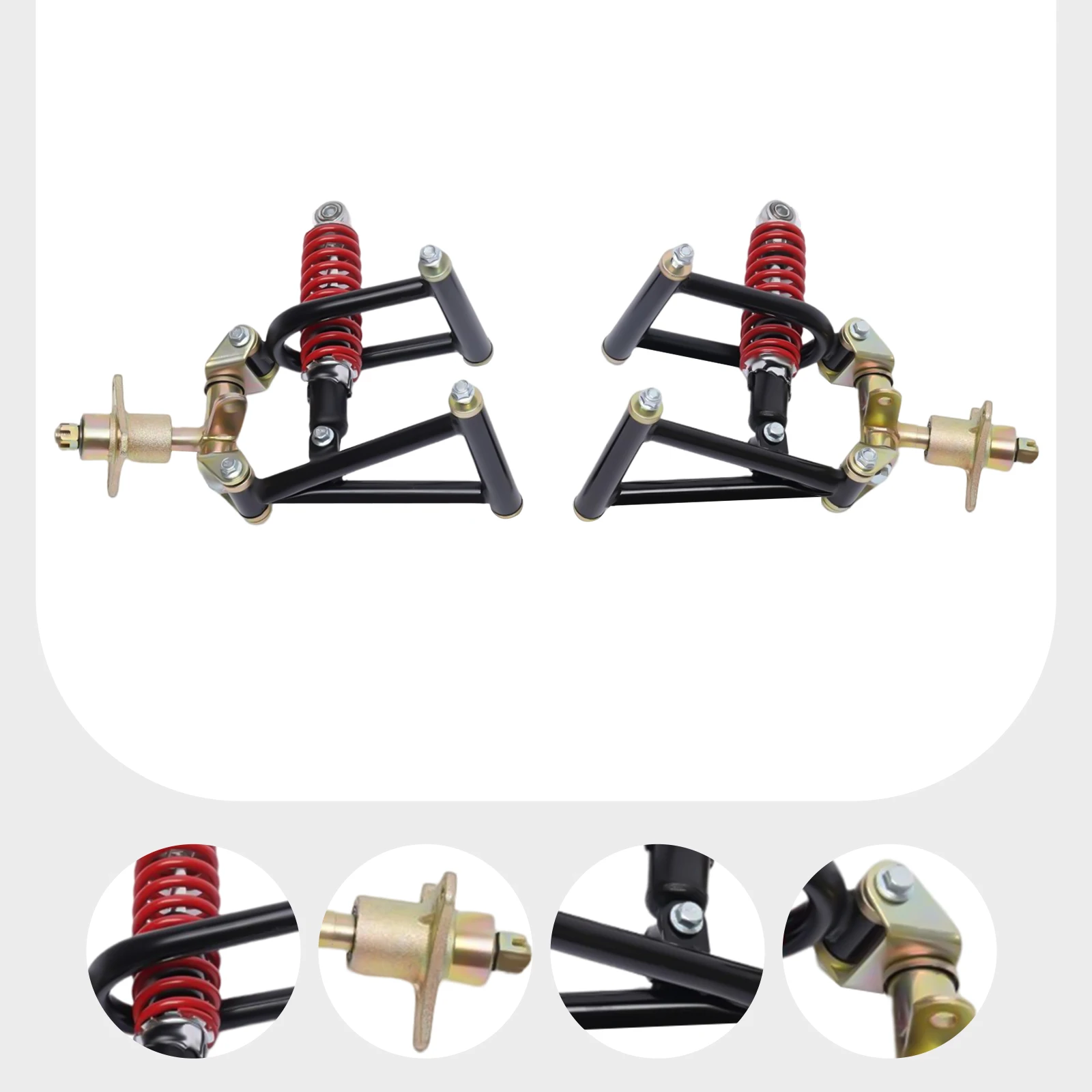 Front Suspension Swingarm Upper/Lower A Arm Steering Strut Knuckle Spindle and Wheel Hub Fit For Go Kart Parts