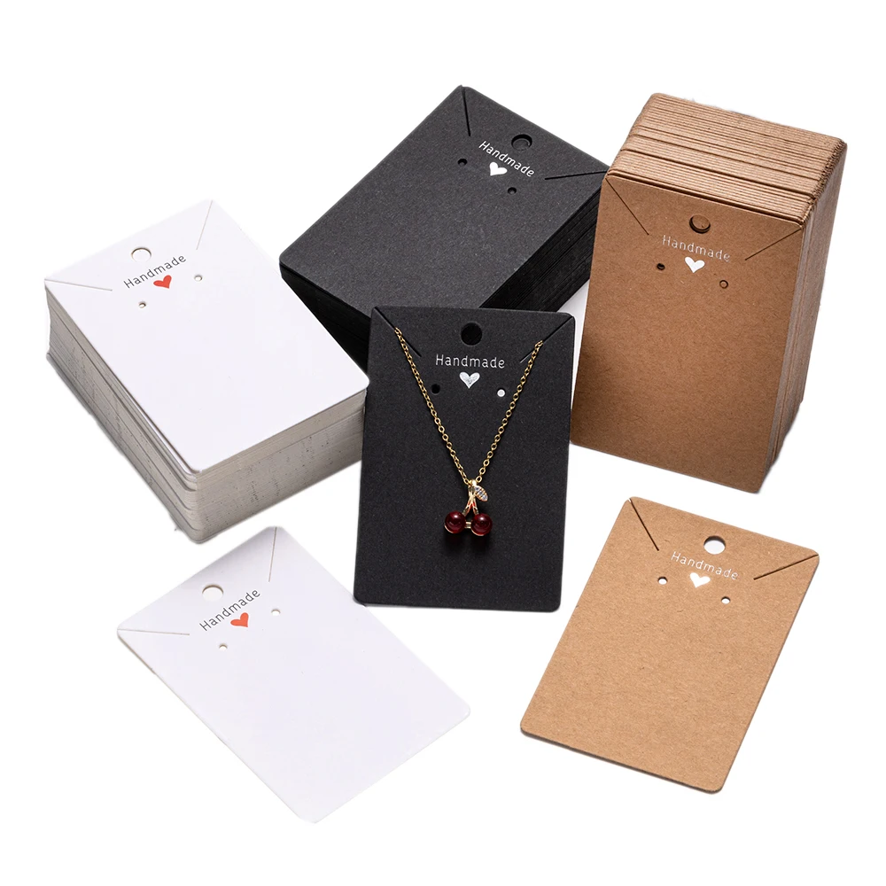 50 teile/los Halskette Ohrringe Ohr Studs Verpackung Karte Schmuck Display Kraft Papier Rechteck Karton Zubehör Kleine Unternehmen – Detail 1