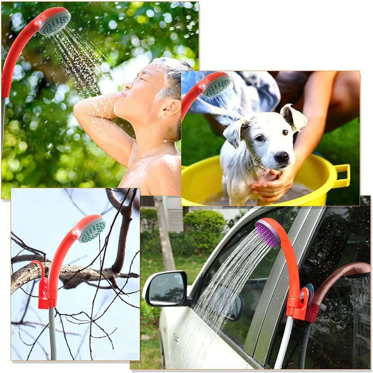 Portable Camping Shower, Adjustable Water Shower Pump with Hook, Outdoor Shower with Filter, Suitable for Camping, Pet Cleaning