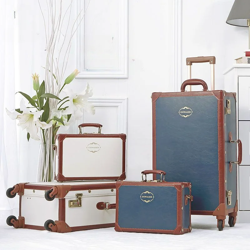 Retro Rolling Luggage Sets Women PU Suitcase Wheel Trolley Women's