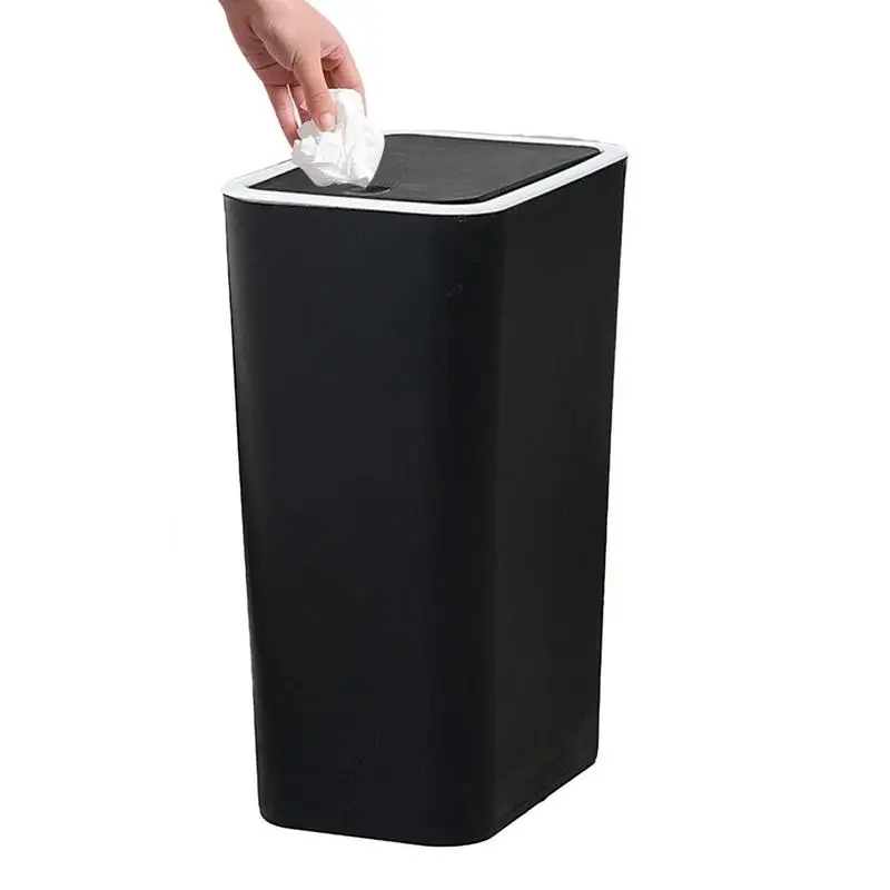 

Kitchen Garbage Can With Lid Slim Press Top Wastebasket Container Recycle Garbage Organizer For Bedroom Study Laundry And Living