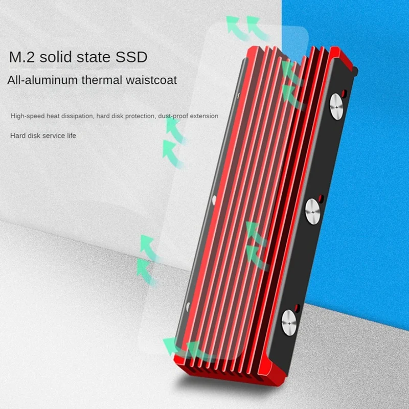 PS5 PC용 M.2 2280 SSD 방열판, NVME NGFF 2280 SSD 양면 방열판, 열 실리콘 패드 냉각, 사용하기 쉬운 빨간색