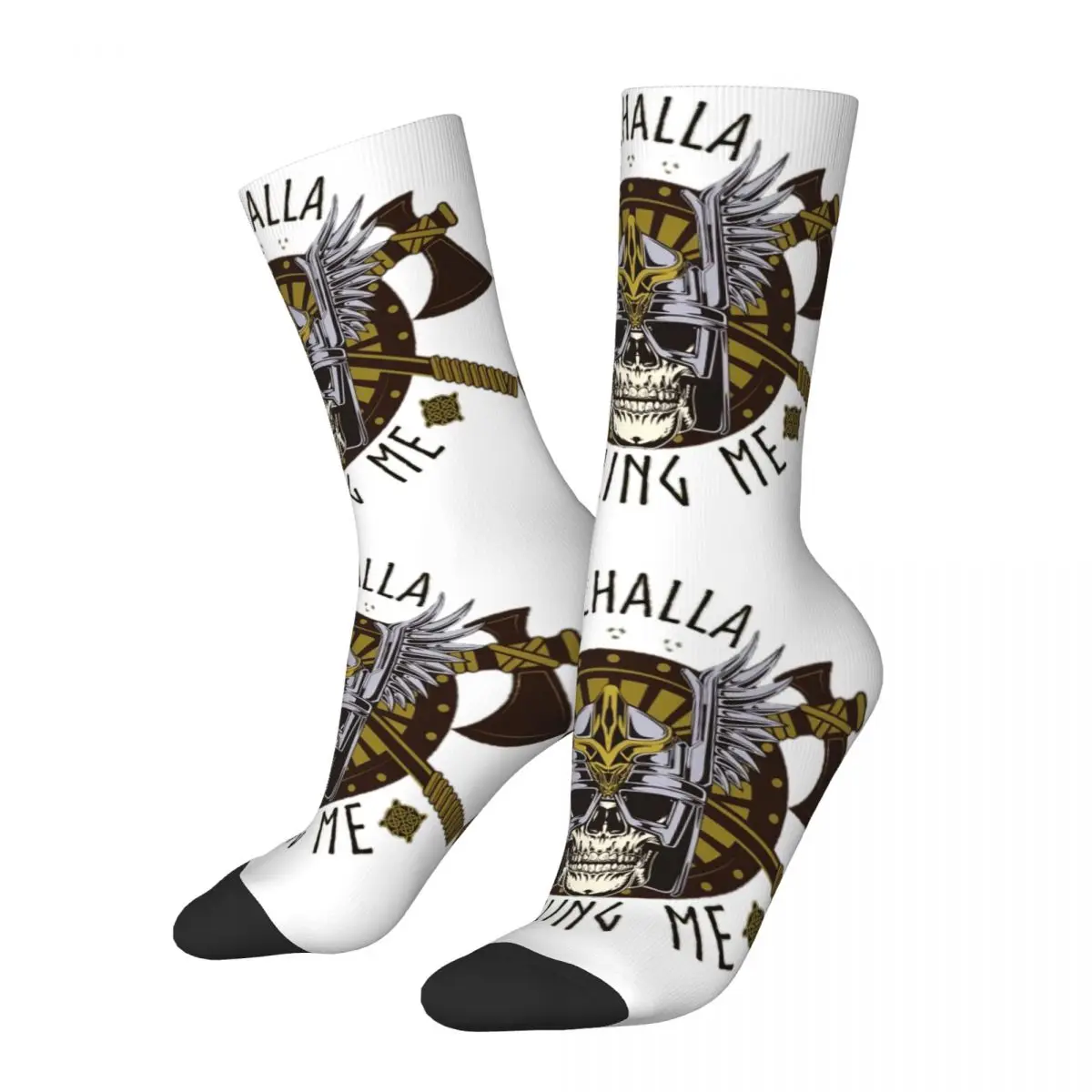 

Valhalla Is Calling Me Merch Socks Cozy Retro Skeleton Graphic Middle Tube Sock Super Soft for Women Men Birthday Present