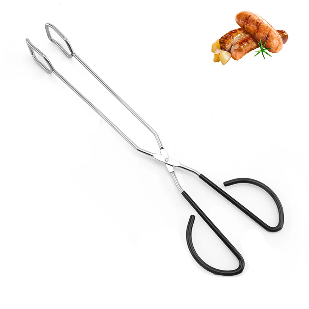 Stainless Steel Food Meat Scissor Tongs Kitchen Food Baking Bread Clamp Barbecue Grilling Tong