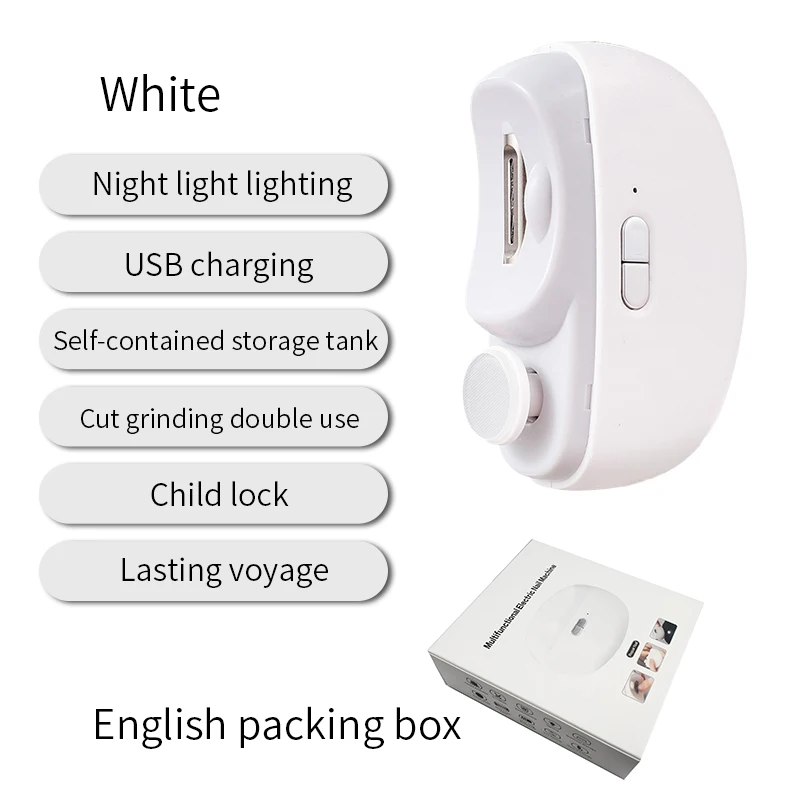 Automatic Electric Nail Clipper With Light Grinding & Polishing For Baby Adult And Seniors Child Lock Function