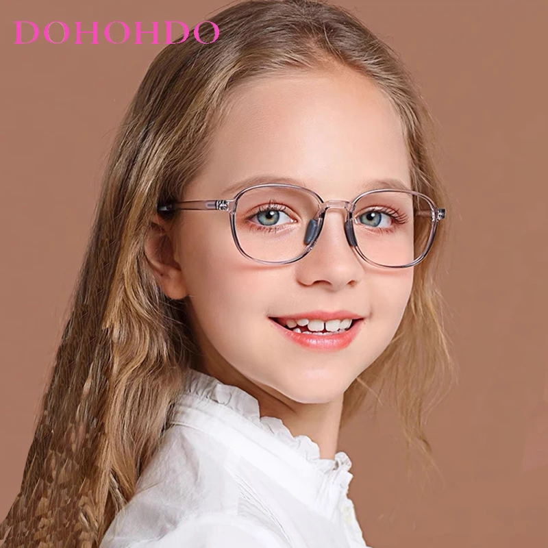 Kids Anti Blue Light Glasses Silicone Nose Pads Round TR90 for Ipad Tablet Handphone Gaming Computer Eye Care UV400