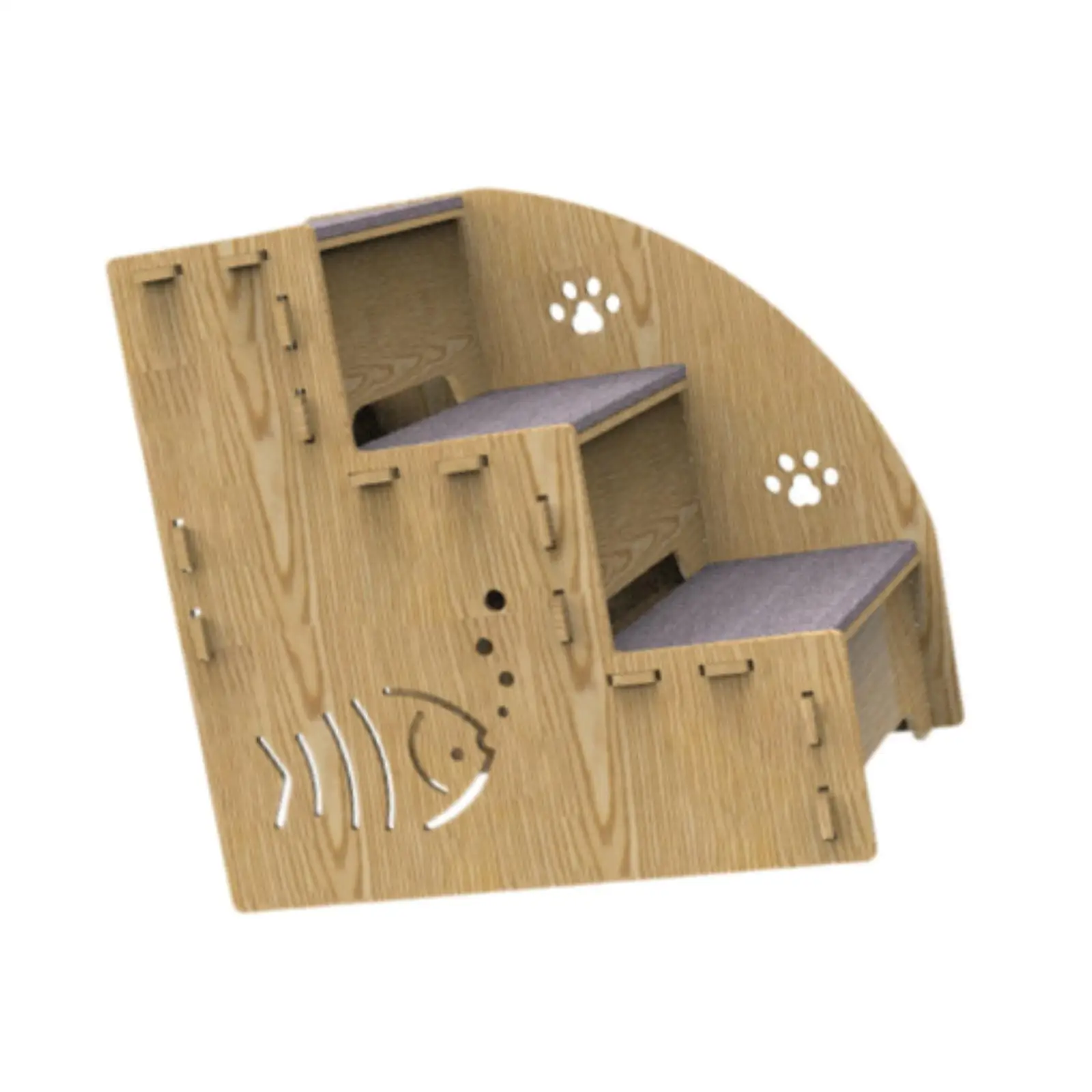 Wood Dog Stair Ladder 3 Steps Nonslip Detachable Portable Dog Steps Pet Cat Stair Dog Ladder for Older Dogs High Bed Car Indoor