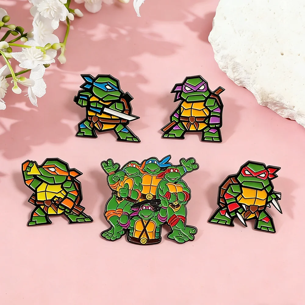 Niedliche Anime Ninja Turtles Emaille-Pins, lustige Schildkröten Leonardo, Raphael, Donatello Emaille-Anstecknadel, Brosche, Schmuck, Geschenk für Fans