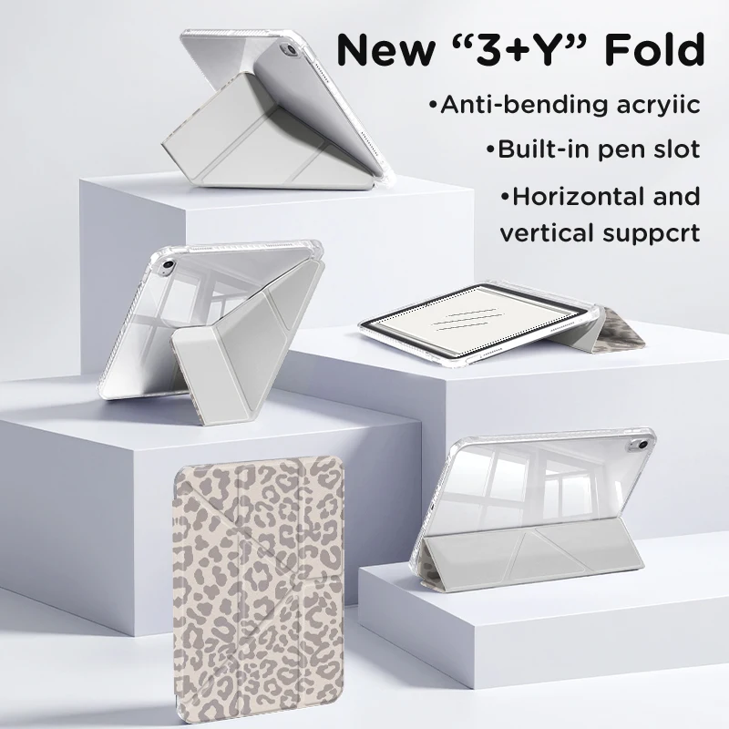 Versatile Y-Fold Adjustable iPad Case with Auto Wake/Sleep, Multi-Angle Viewing, Built-in Pen Slot, Lightweight and Durable Design