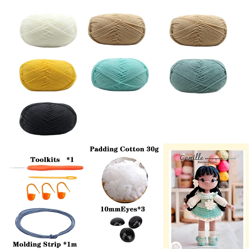 Handmade Crochet Girls Set Amigurumi Crochet Doll DIY Hook Kit For Knitting Yarn Accessories Pattern Crafts Supplies Decoration