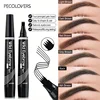 4 Forks Eye Brow Pen, 5 Color Natural Matte Liquid Tint Makeup Long Lasting Waterproof Eyebrow Smudge Proof Cosmetic 4