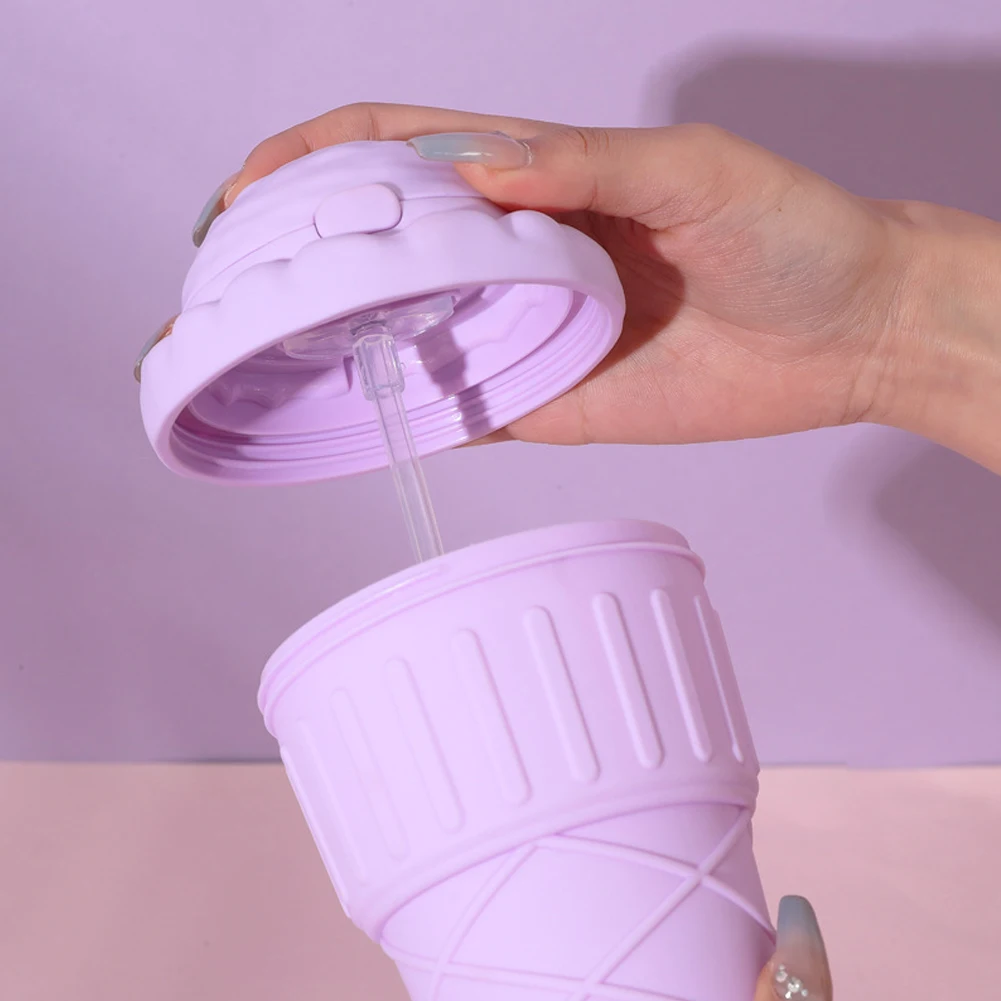 500ML Drinking Water Bottle Straw Adjustable Strap for School Kids