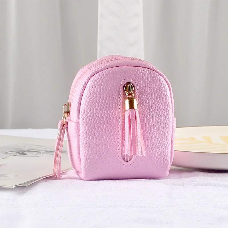 Cute Bag Shaped Tassel Double Layer Coin Purse for Women Girls Mini Backpack Keys Card Keychain Handbag coin purse women wallet coin wallet