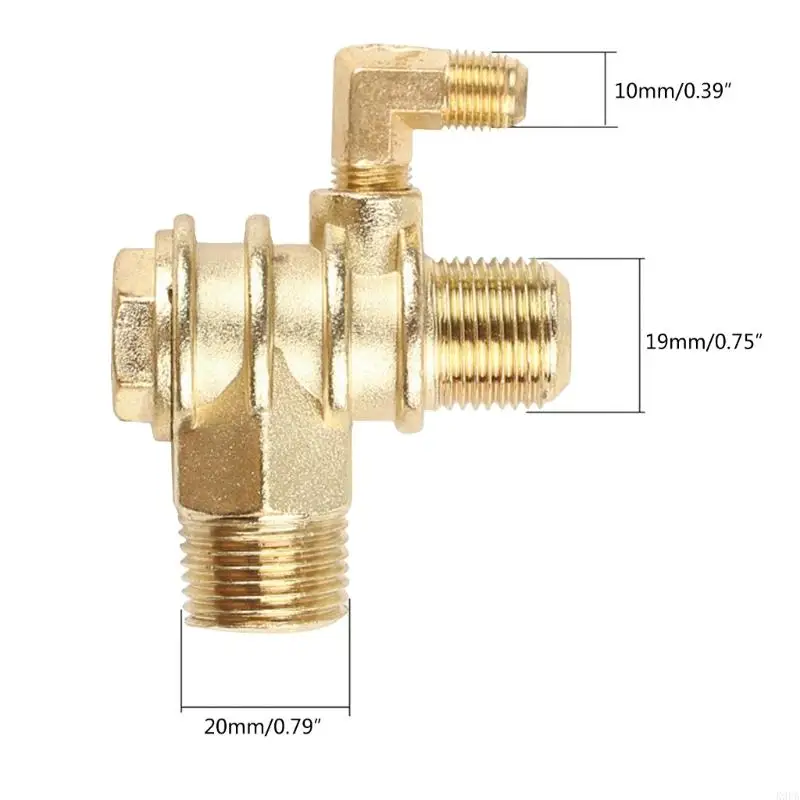 Luchtcompressor terugslagklep, luchtcompressor klep, 3-poorts messing mannelijke schroefdraad terugslagklep, pneumatische schroefdraad klep buis connector gereedschap accessoires