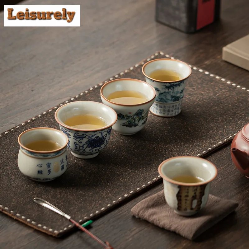 2pc/lot Ru Kiln Teacup Elegant Tea Bowl Cup For Tea Tea-tasting Fragrance Cup Chazhan Master Cups Chinese Tea Set Accessories