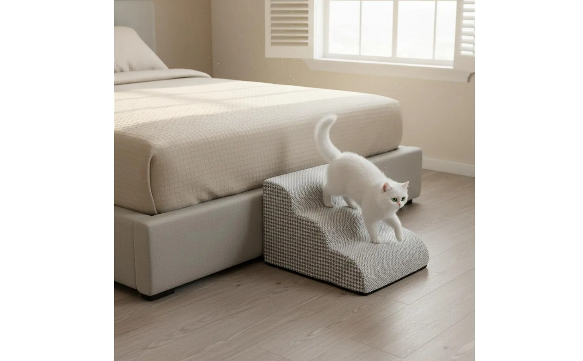 Sofa Entry Steps for Dogs Removable Cleanable Cover Firm Foam Dog Ramp Lightweight Dog Stairs Gentle Slope for Bedside