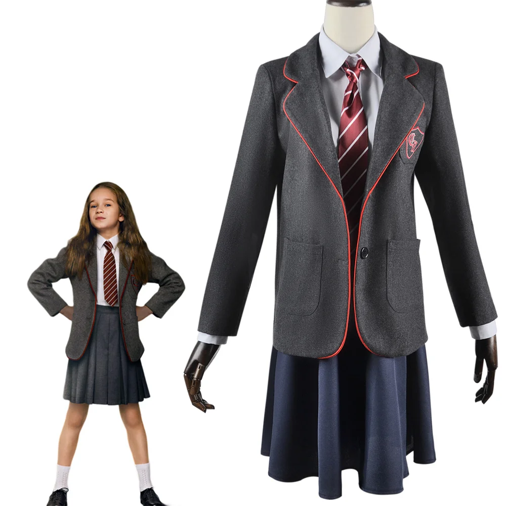 

Movie Matilda Cosplay Costume Girls School Uniform Shirt Coat Pleated Skirts Halloween Musical Performance Outfits for Kids