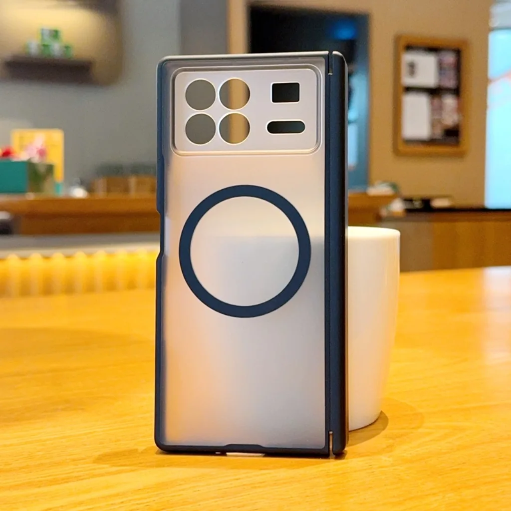 Matte Translucent Magnetic Phone Case with Full Hinge Protection - Wireless Charging & Shockproof Cover