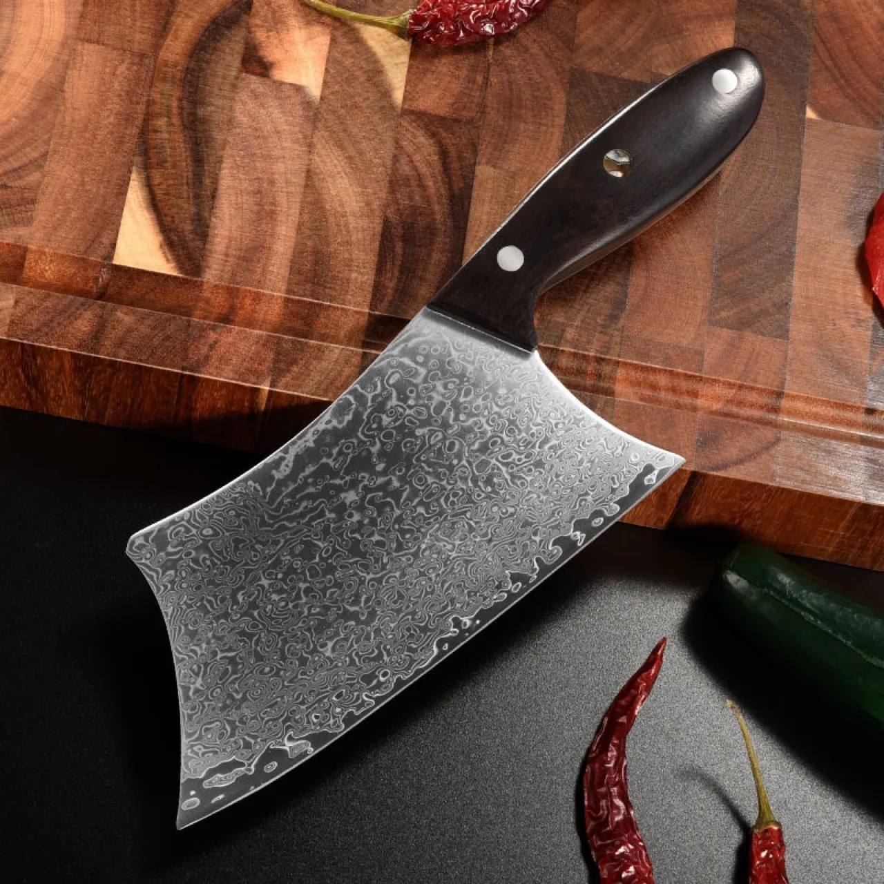 

7 Inch Damascus Knife Resin Handle 67 Layer Damascus Steel Blade Chef Cleaver Slicing Kitchen Knives For Cutting Vegetables Meat