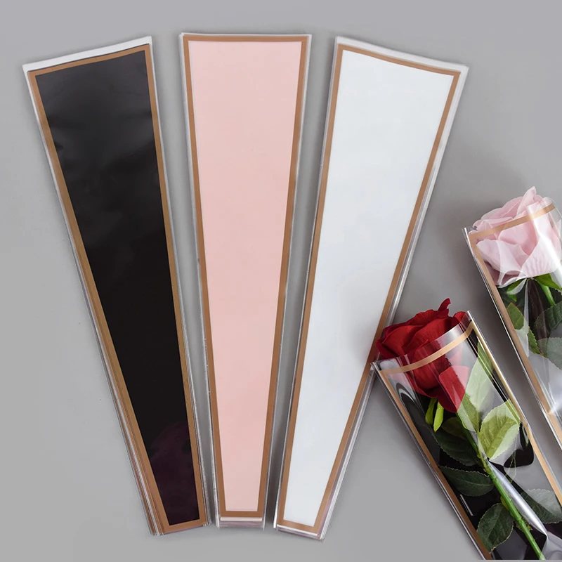 50 قطعة من أكياس تغليف الزهور الشفافة لتزيين هدايا باقة الزهور الوردية لعيد الحب وحفلات الزفاف وأعياد الميلاد